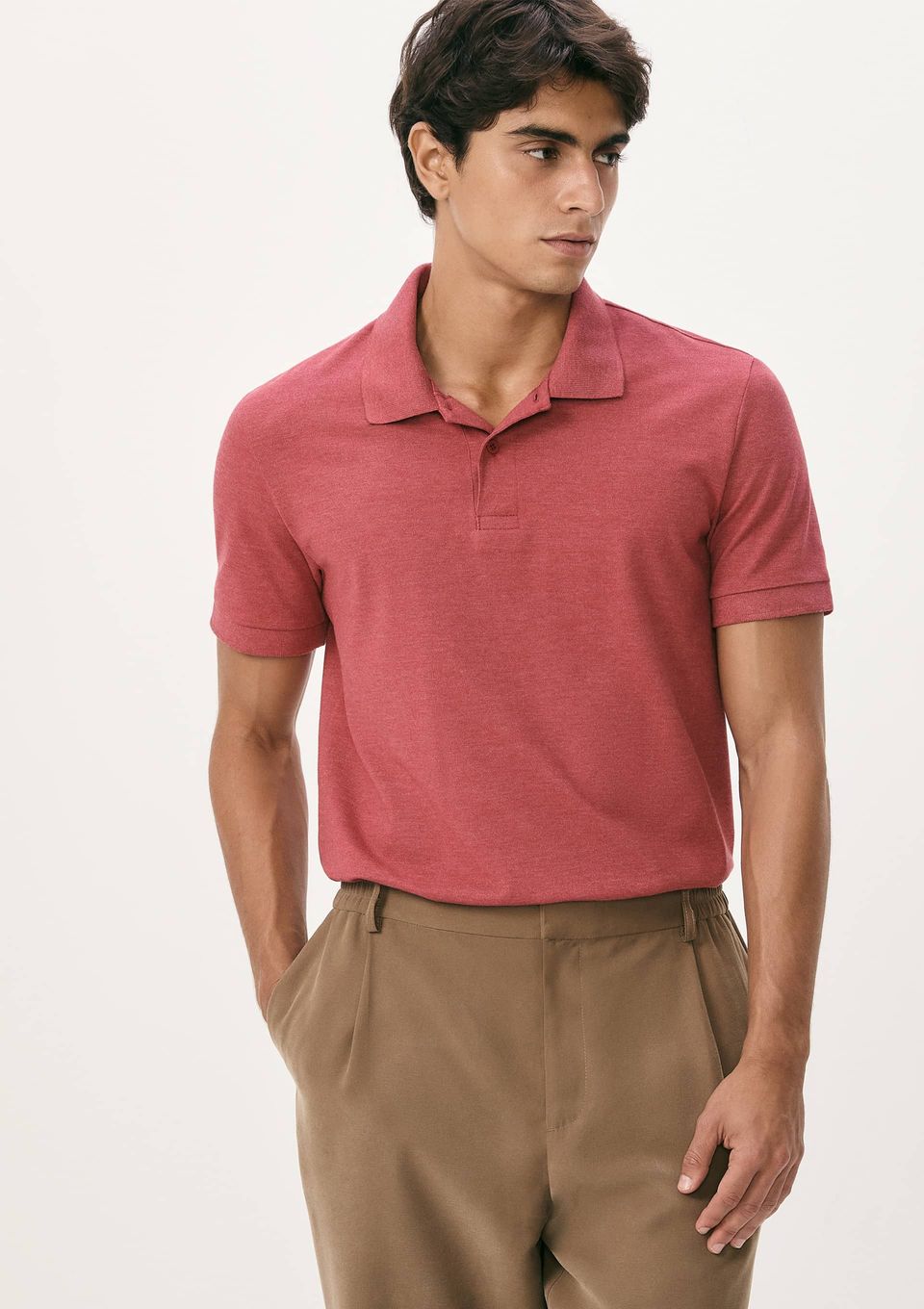 Camisa Polo Básica Masculina Manga Curta em Piquet - Vermelho