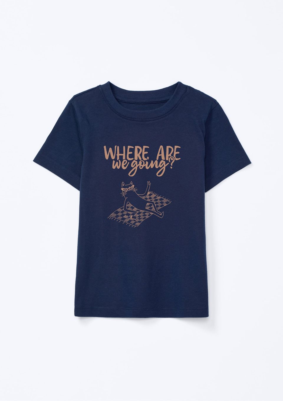 Blusa Infantil Menina Manga Curta com Estampa - Azul