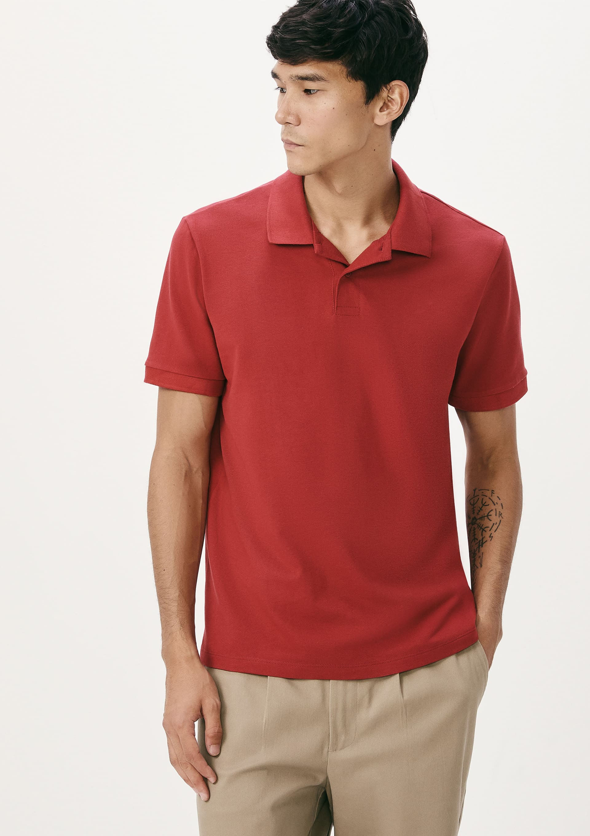 Camisa Polo Básica Masculina Regular Em Piquet - Vermelho