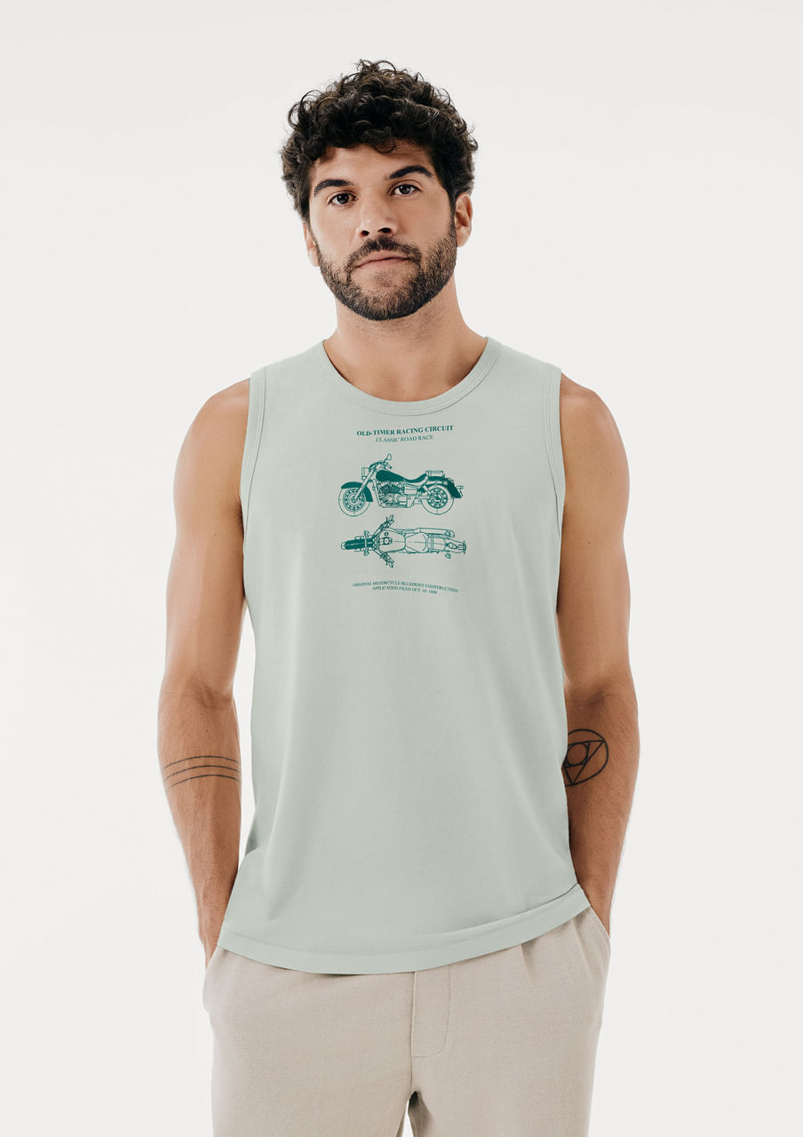 Regata Básica Masculina Regular Com Estampa - Verde