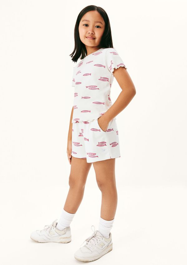 Blusa Infantil Menina Manga Curta Em Ribana Estampada - Creme 014