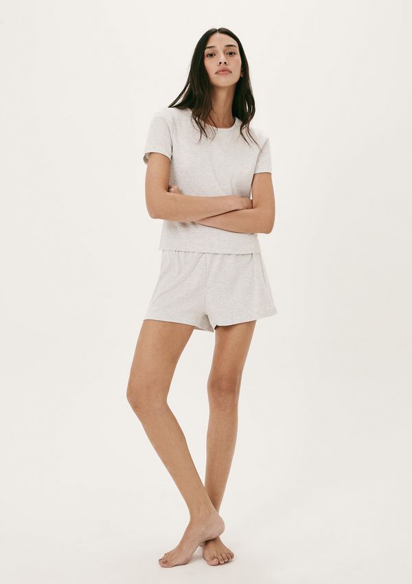 Pijama Curto Feminino Em Ribana Canelada - Cinza M