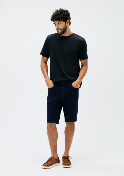 Bermuda Jeans Masculina Reta Soft Touch - Azul