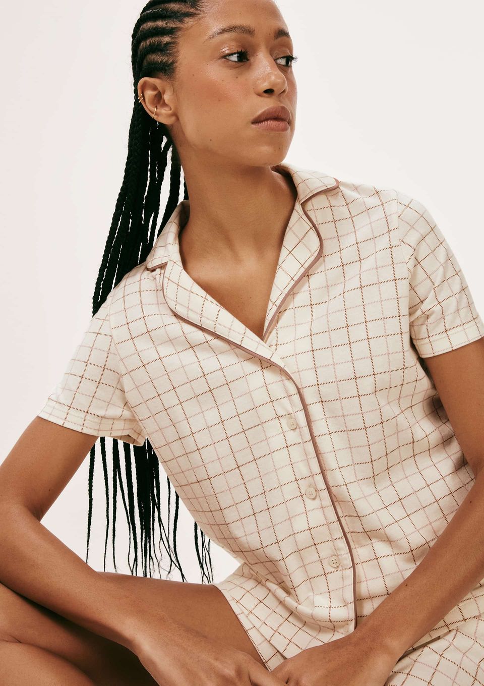 Pijama Curto Feminino Americano Estampado - Off White