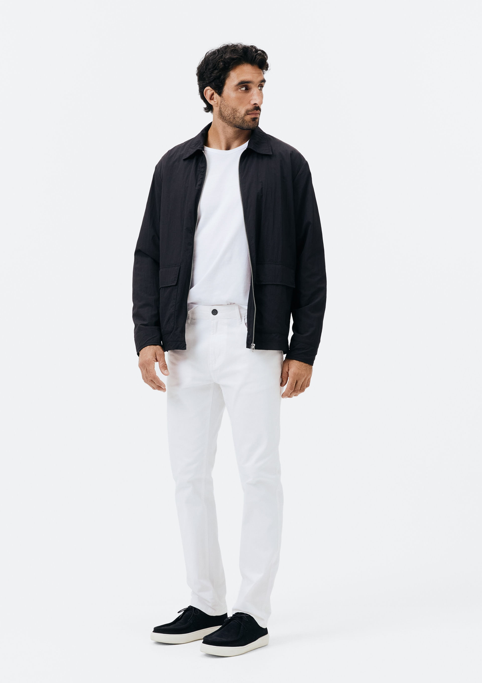 Calça Masculina Slim Em Sarja - Branco