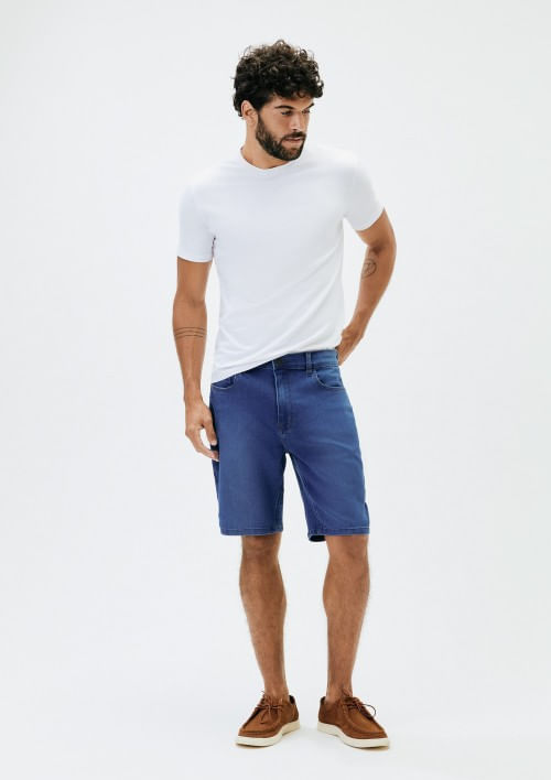 Bermuda Jeans Masculina Reta Soft Touch - Azul 036