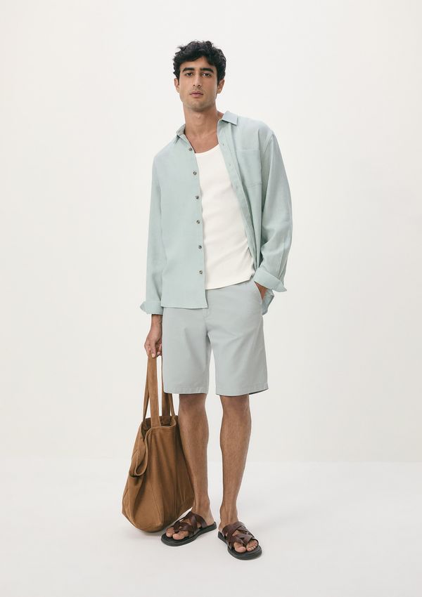 Bermuda Básica Masculina Chino Reta Em Sarja - Azul 036