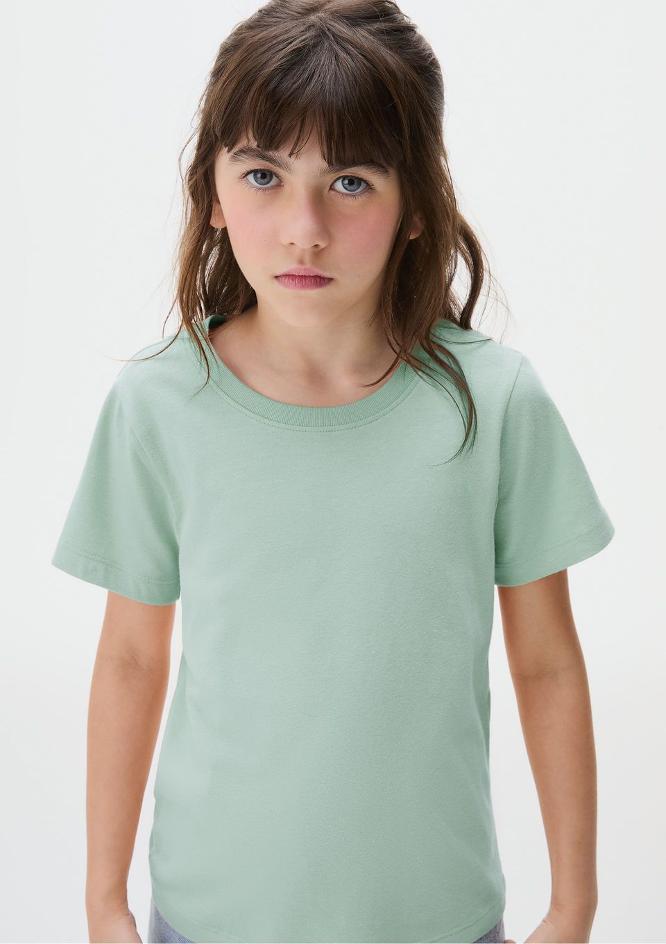 Blusa Manga Curta Infantil Menina em Malha - Verde