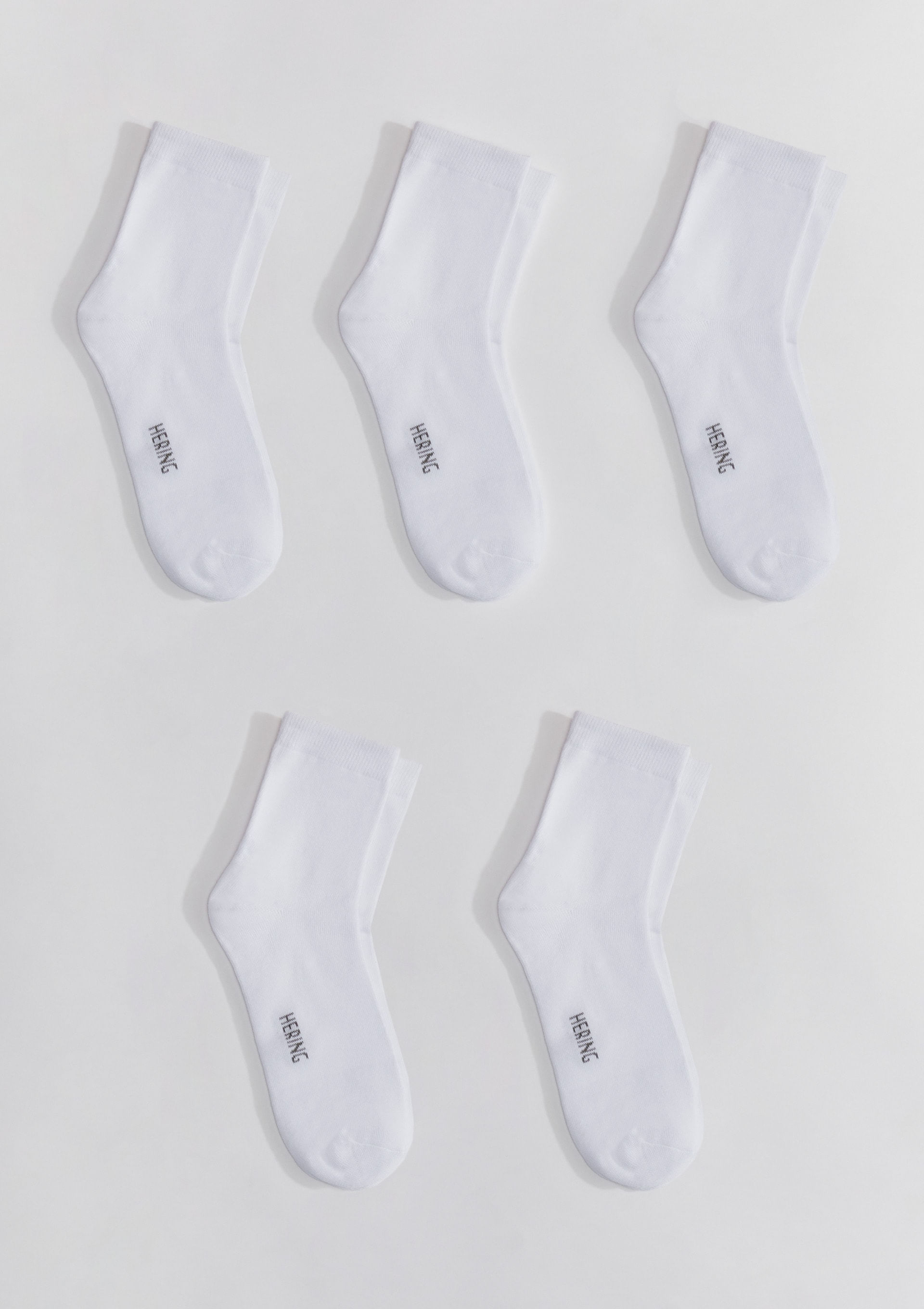 Kit 5 Pares De Meias Unissex Cano Médio - Branco