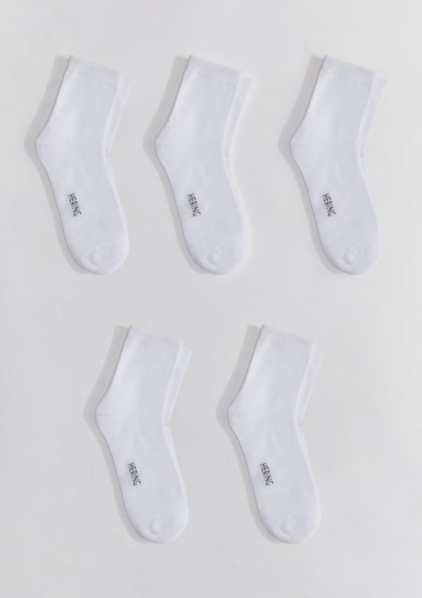 Kit 5 Pares De Meias Unissex Cano Médio - Branco P