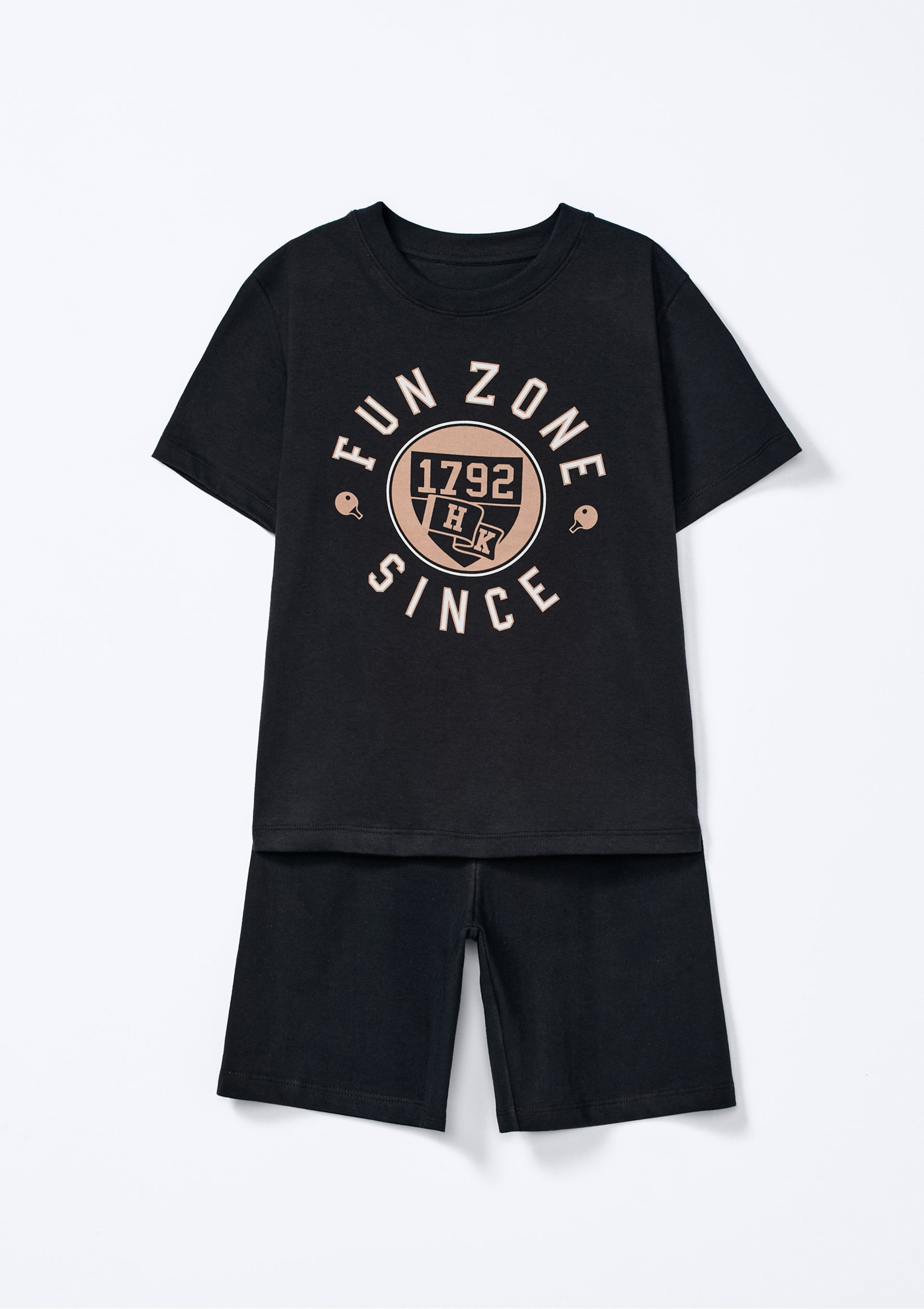 Conjunto Infantil Menino Curto Com Estampa - Preto