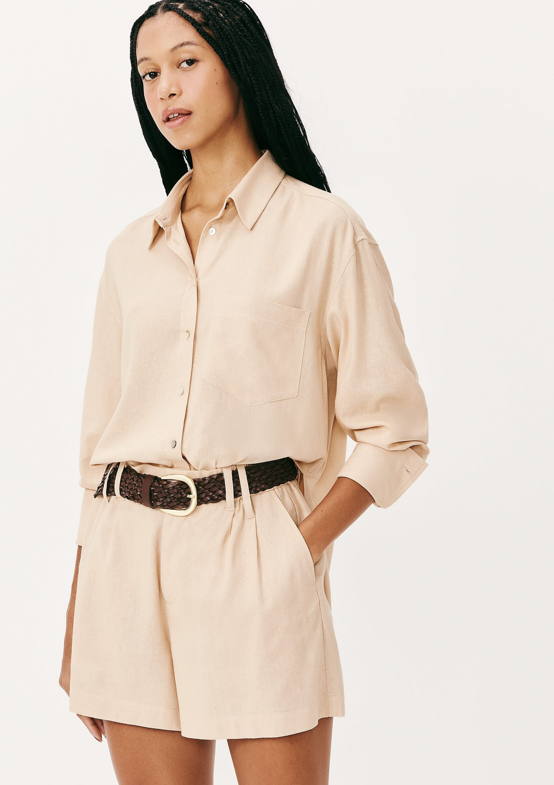 Camisa Feminina Manga Longa Oversized - Rosa