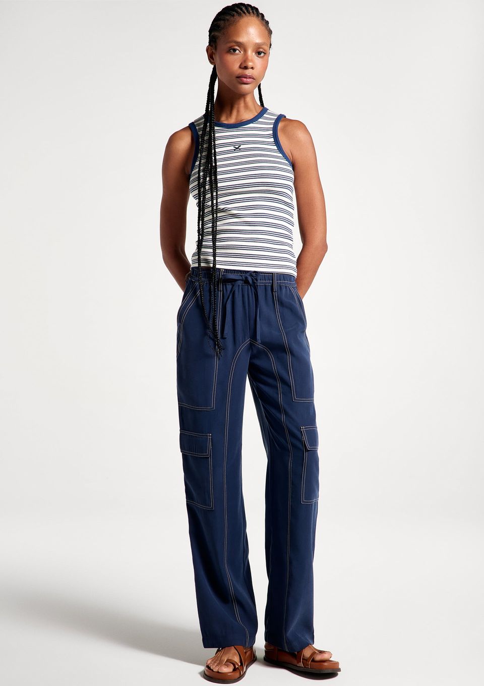 Calça Feminina Cargo Peach Touch - Azul