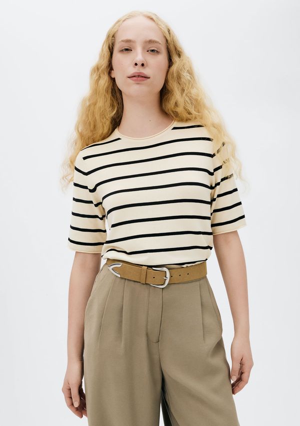 Blusa Feminina Listrada Em Tricô - Off white XG
