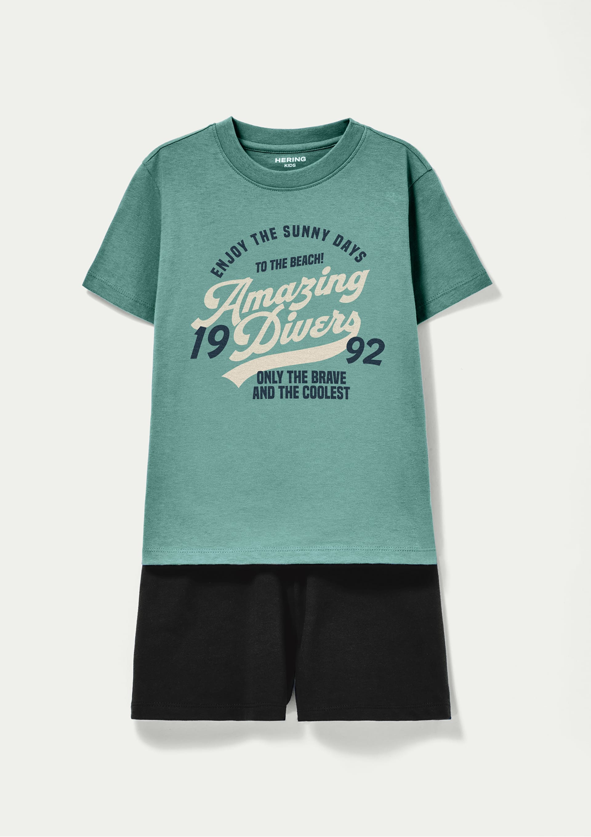 Conjunto Infantil Menino Curto Com Estampa - Azul