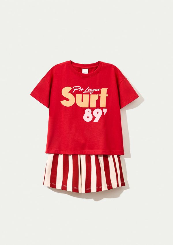 Conjunto Infantil Menina Curto Estampado - Vermelho 008