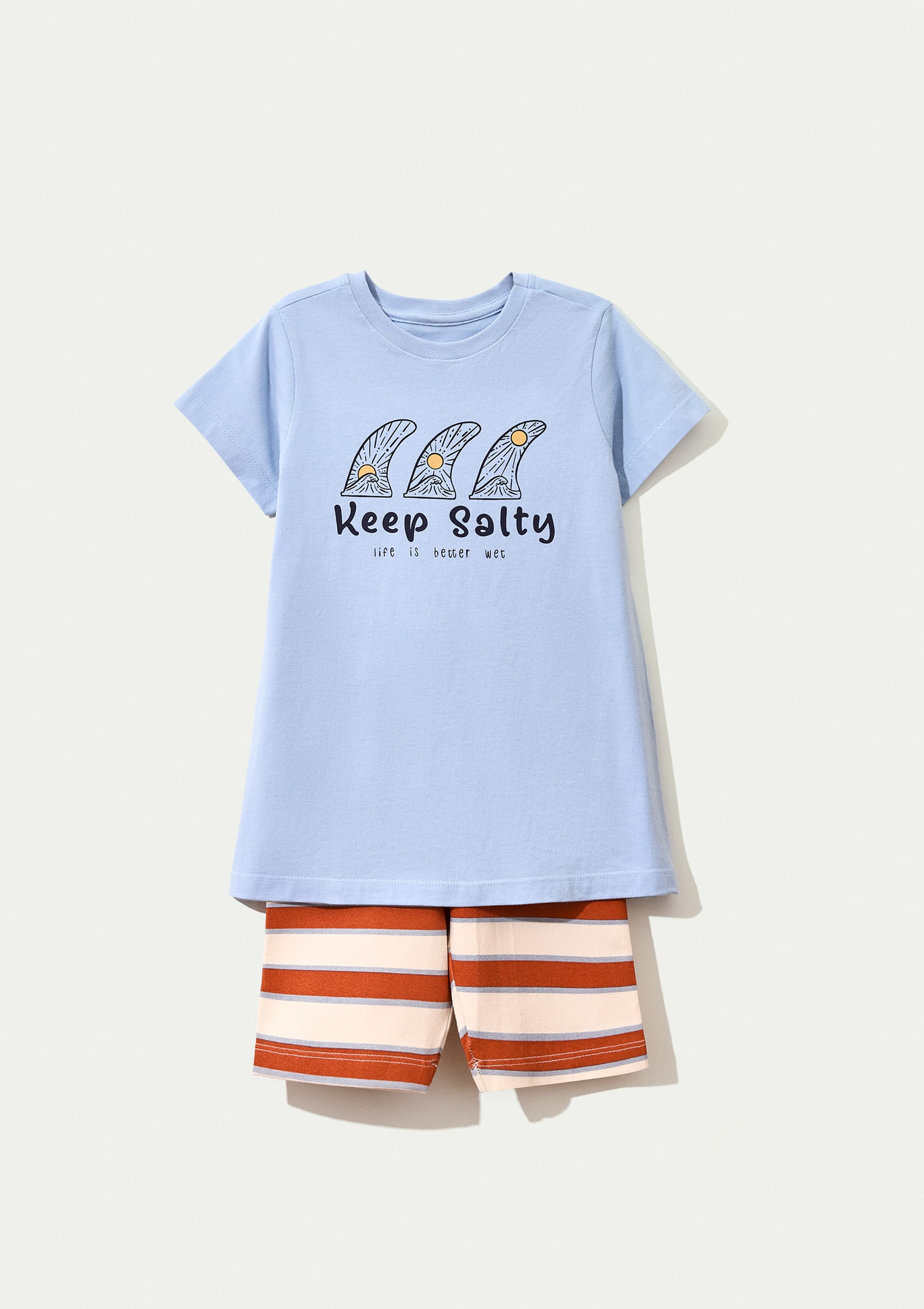Conjunto Infantil Menina Curto Com Estampa - Azul