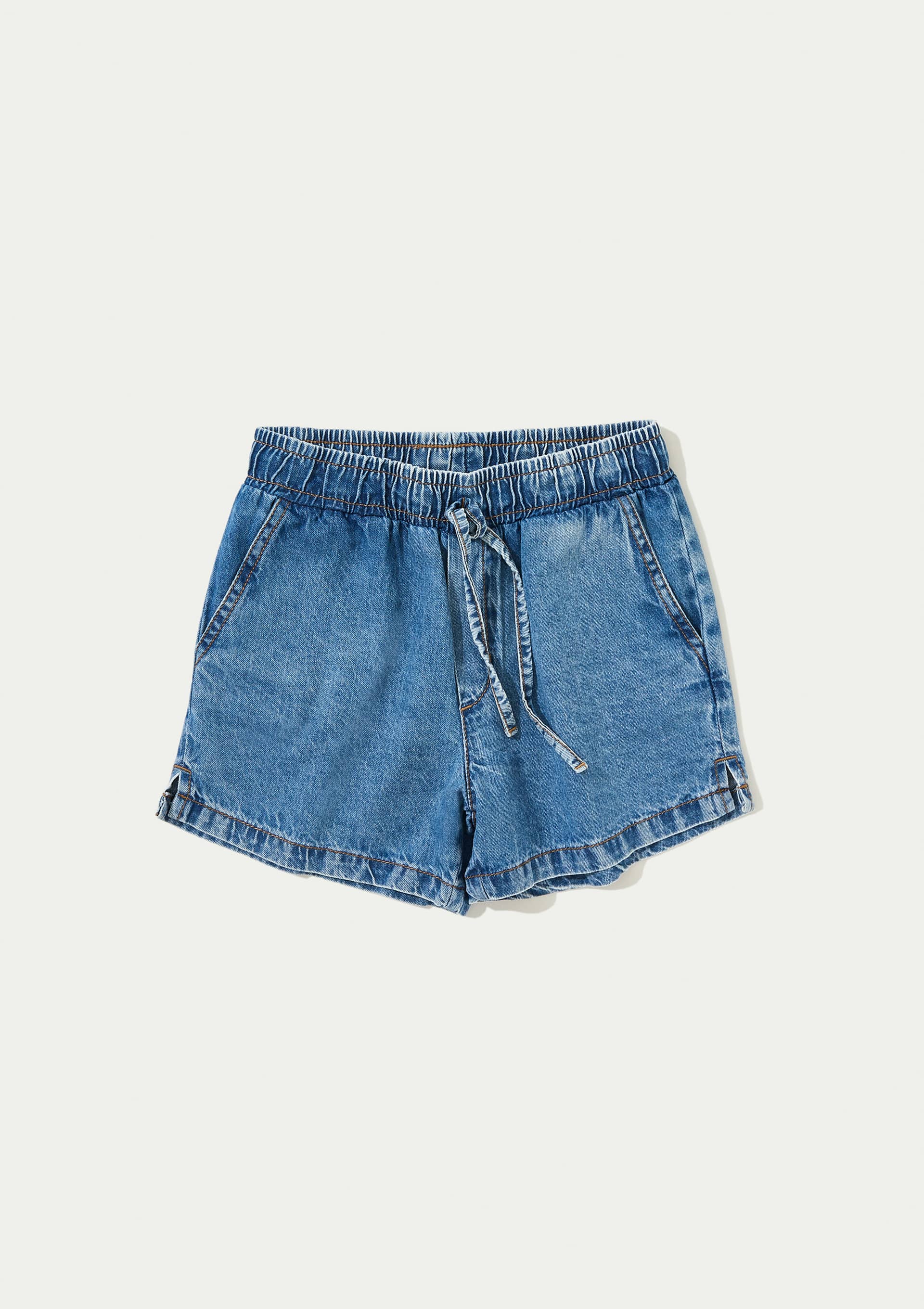 Shorts Jeans Infantil Menina Com Cordão - Azul