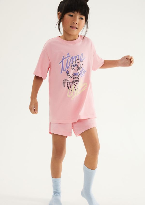 Pijama Infantil Menina Curto Com Estampa - Rosa 006