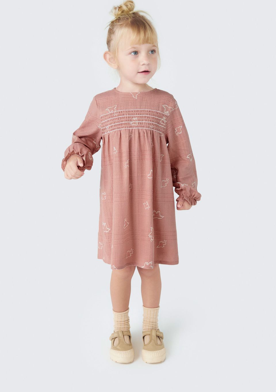 Vestido Infantil Toddler Manga Longa - Rosa