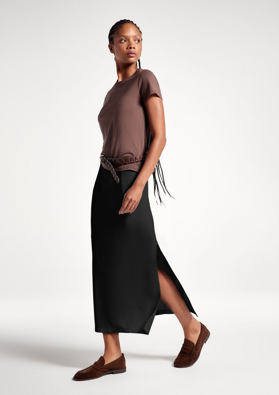 Saia Midi Peach Touch - Preto