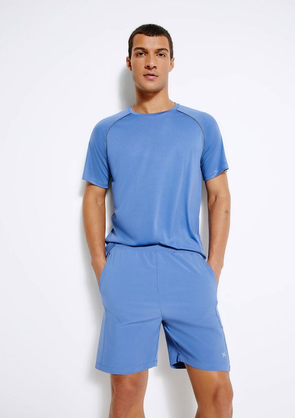 Bermuda Esportiva Masculina Com Recorte - Azul M