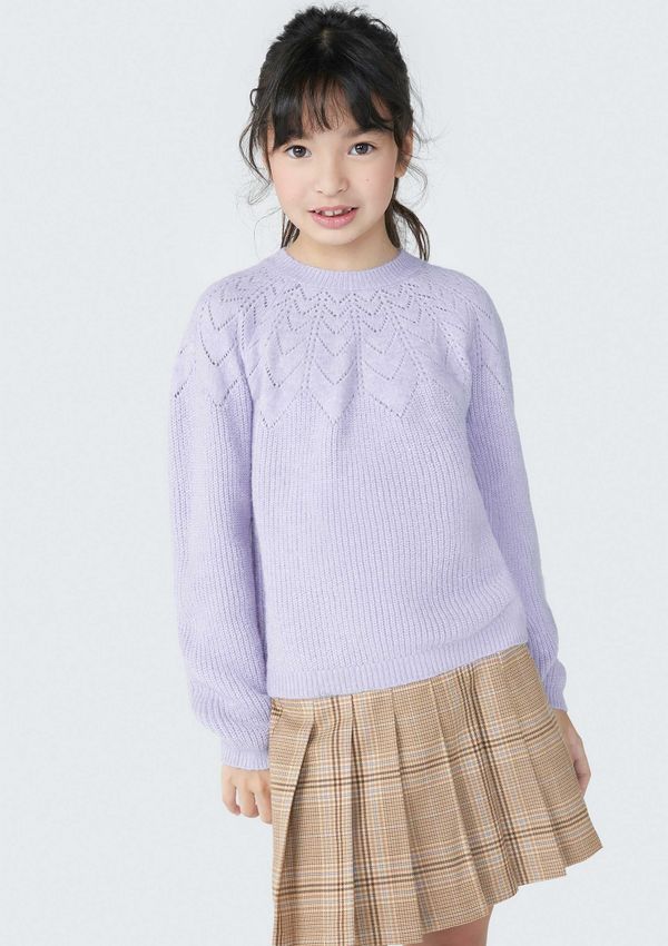 Blusão Infantil Menina Em Tricô - Roxo 008