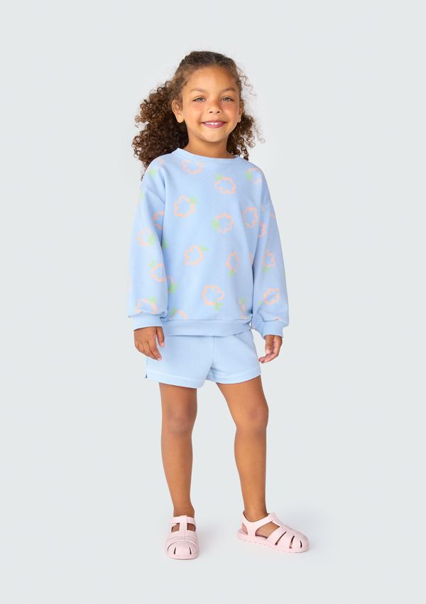 Conjunto Longo Infantil Menina Toddler Em Moletom - Azul 004
