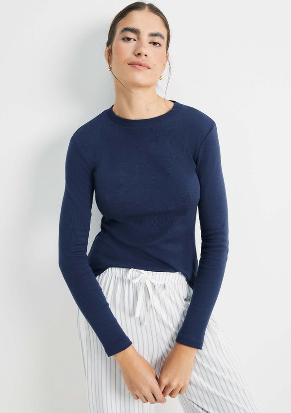 Blusa Feminina Manga Longa - Azul XG