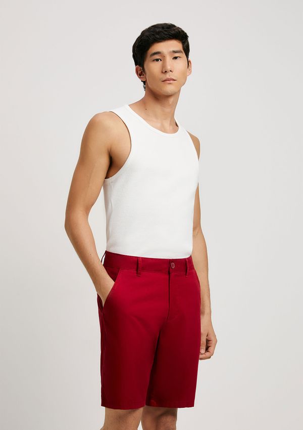 Bermuda Básica Masculina Chino Reta Em Sarja - Vermelho 046