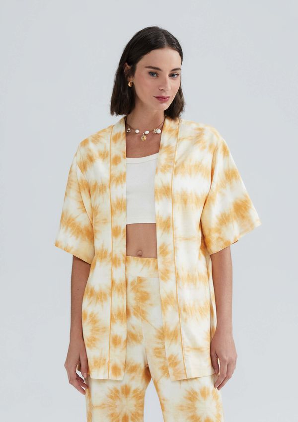 Kimono Feminino Estampado - Amarelo M