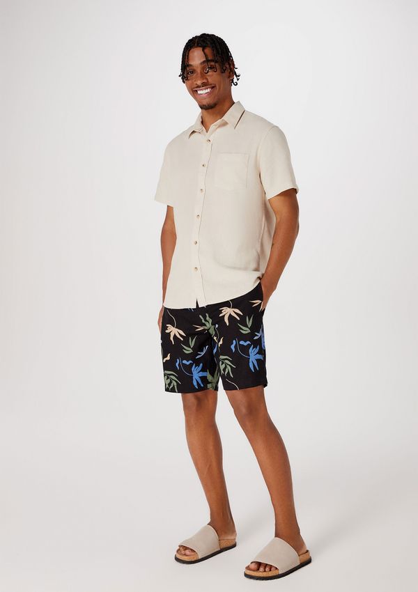 Bermuda Masculina Chino Estampada Em Linho - Preto 048