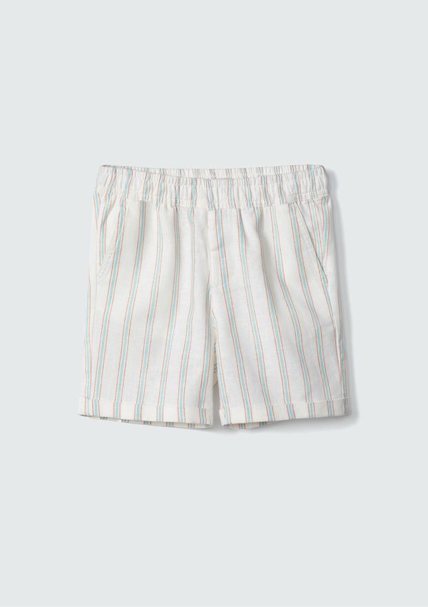 Shorts Infantil Menino Toddler Com Linho - Off white 004