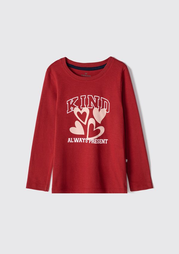 Blusa Infantil Menina Manga Longa Com Estampa Hering Kids - Vermelho 006