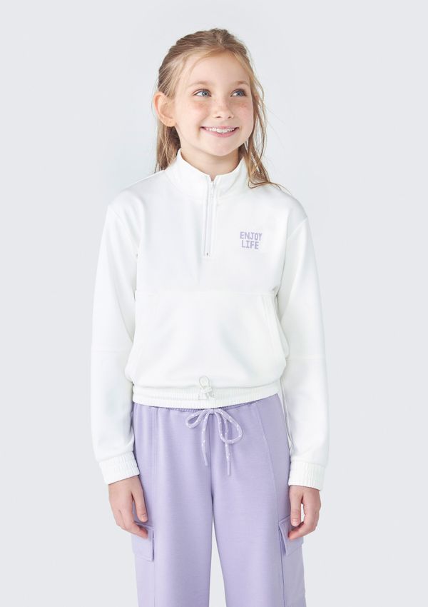 Blusão Infantil Menina Gola Alta - Off white 010