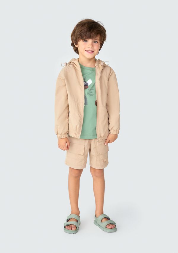 Jaqueta Infantil Menino Toddler Com Capuz - Marrom 003