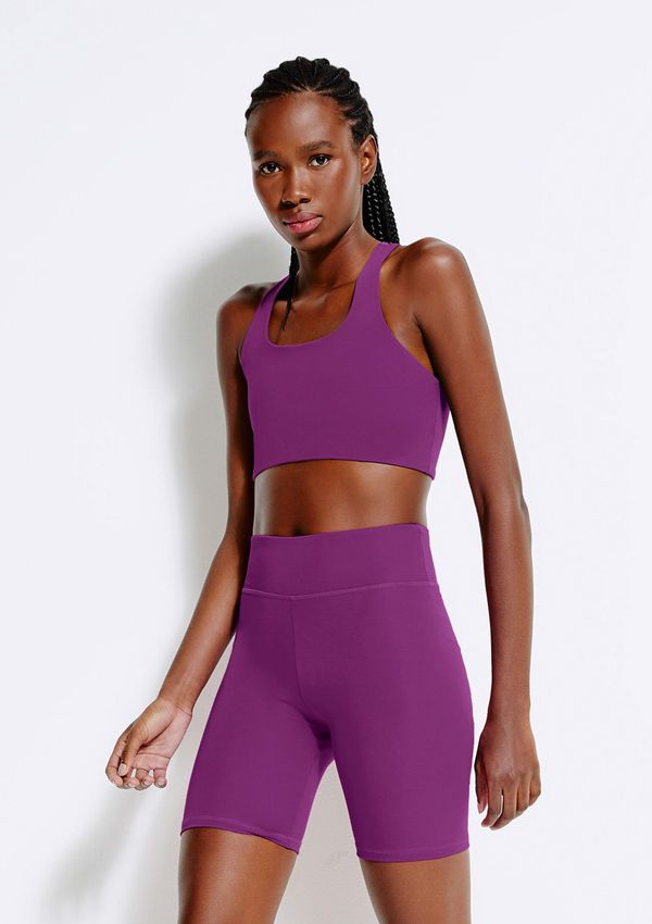 Bermuda Esportiva Feminina Biker com Fio LYCRA® - Roxo XP