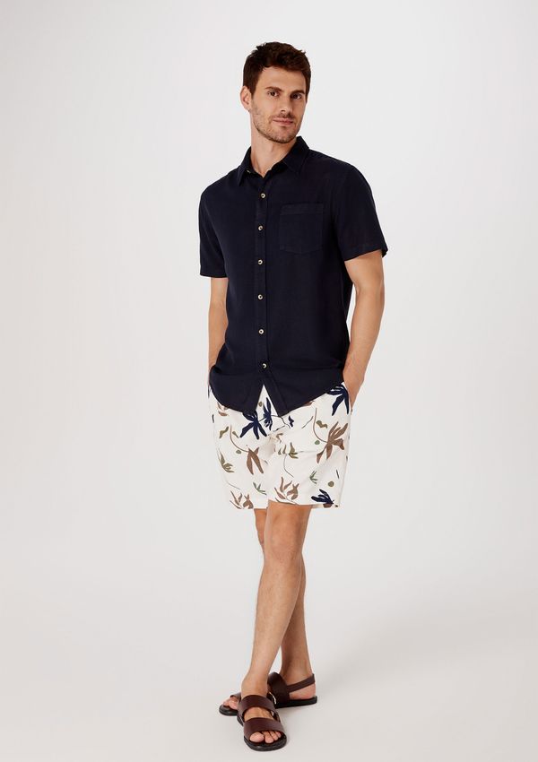 Bermuda Masculina Chino Estampada Em Linho - Off white 044