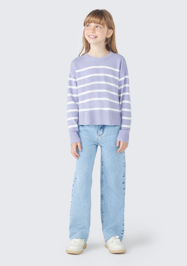 Blusão Cropped Infantil Menina Em Tricô - Roxo 014