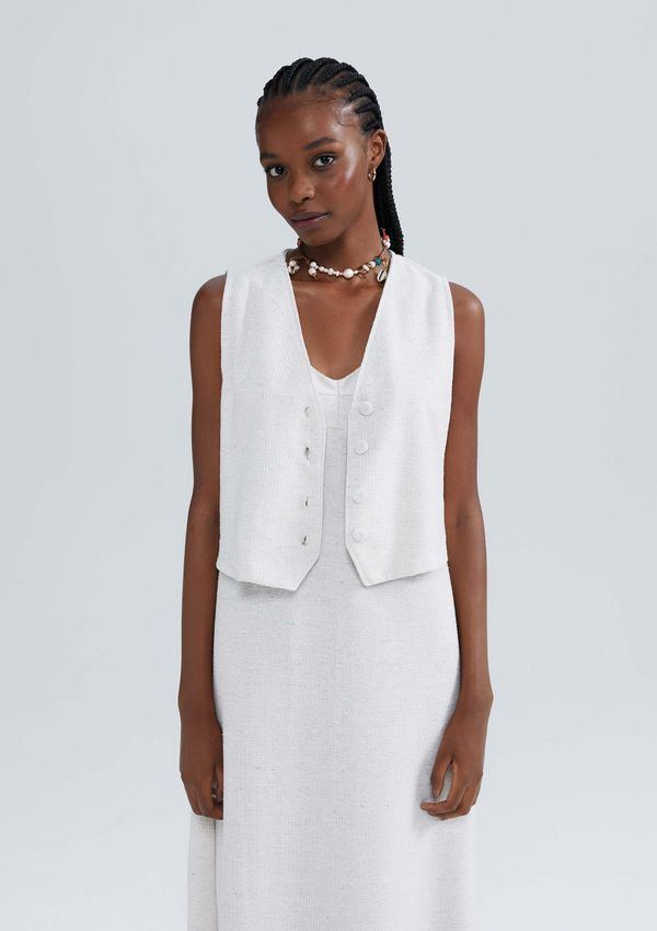 Colete Feminino Em Malha Texturizada Eco - Off white XP