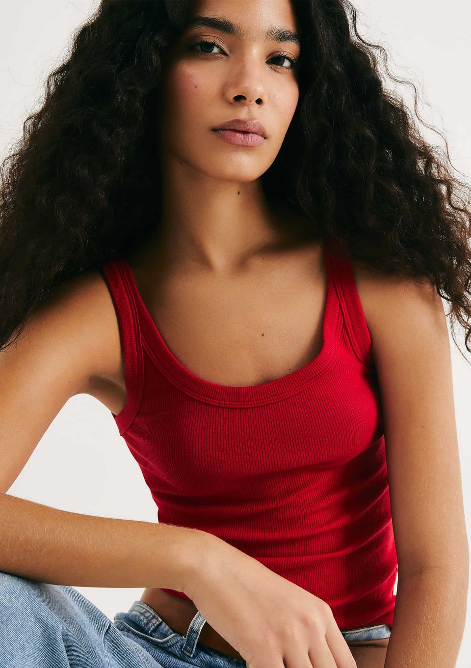 Regata Básica Feminina Slim Rib - Vermelho