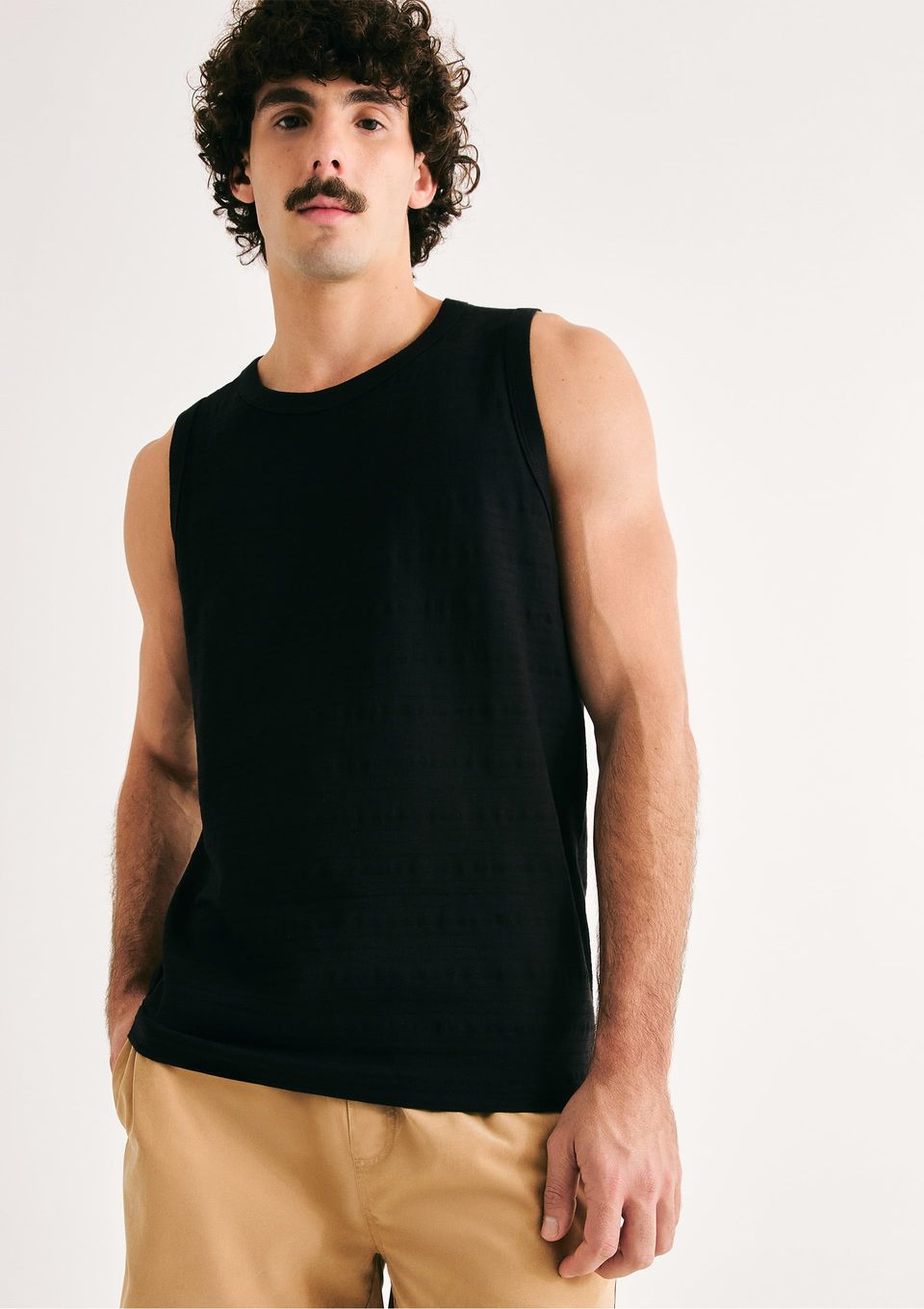 Regata Masculina Regular Texturizada - Preto