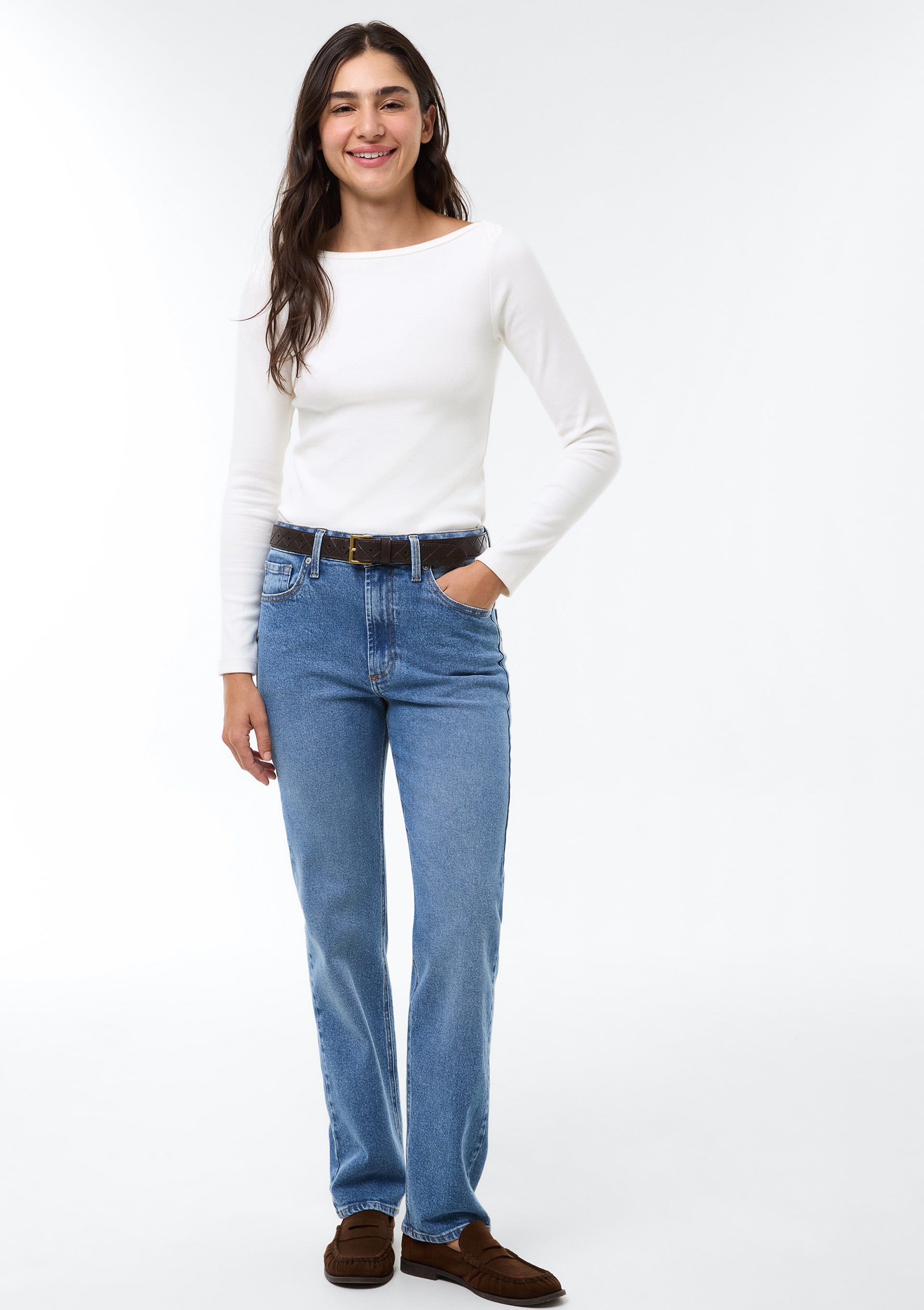 Calça Jeans Feminina Slim Cintura Média - Azul