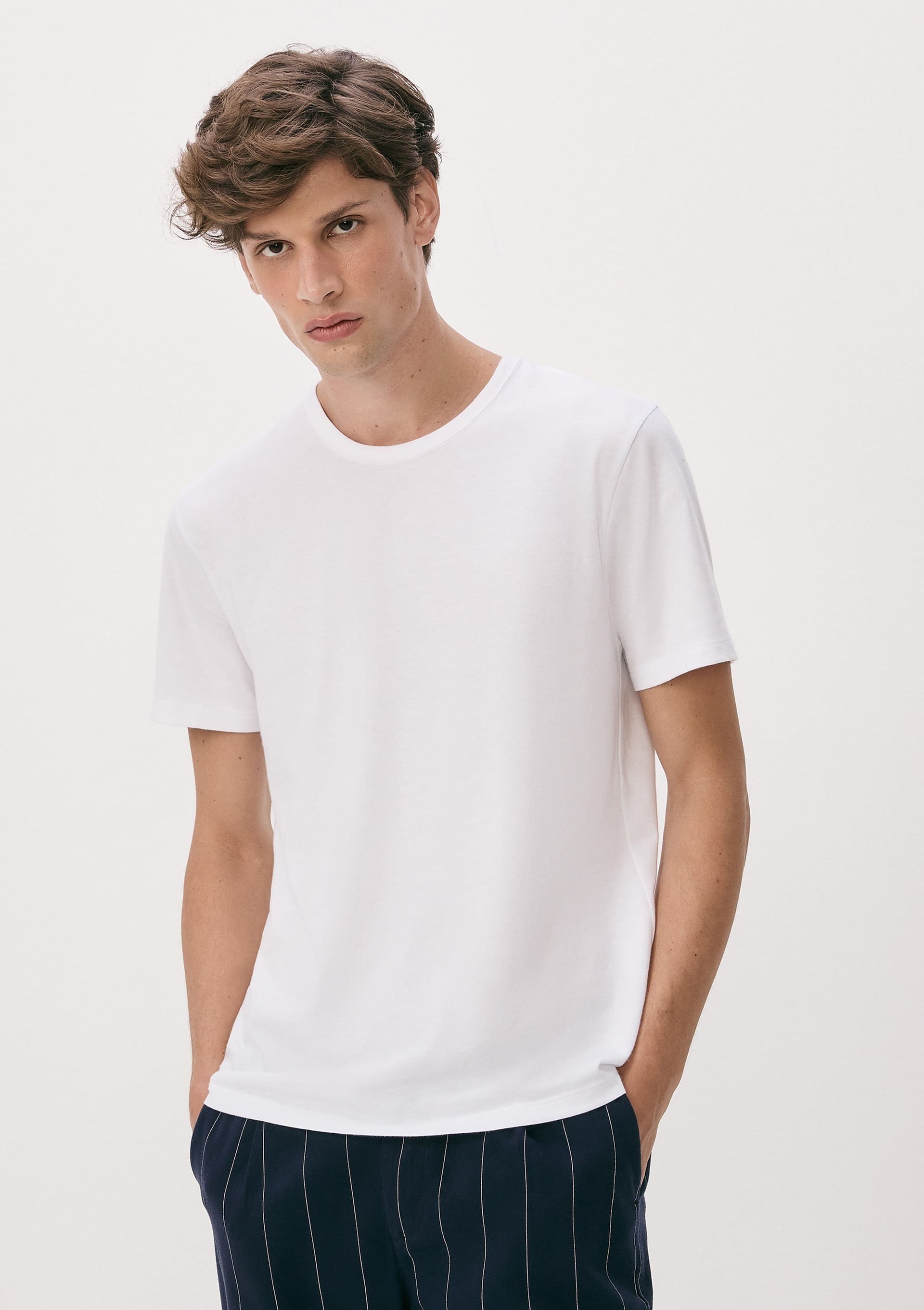 Camiseta Básica Masculina Manga Curta Slim - Branco