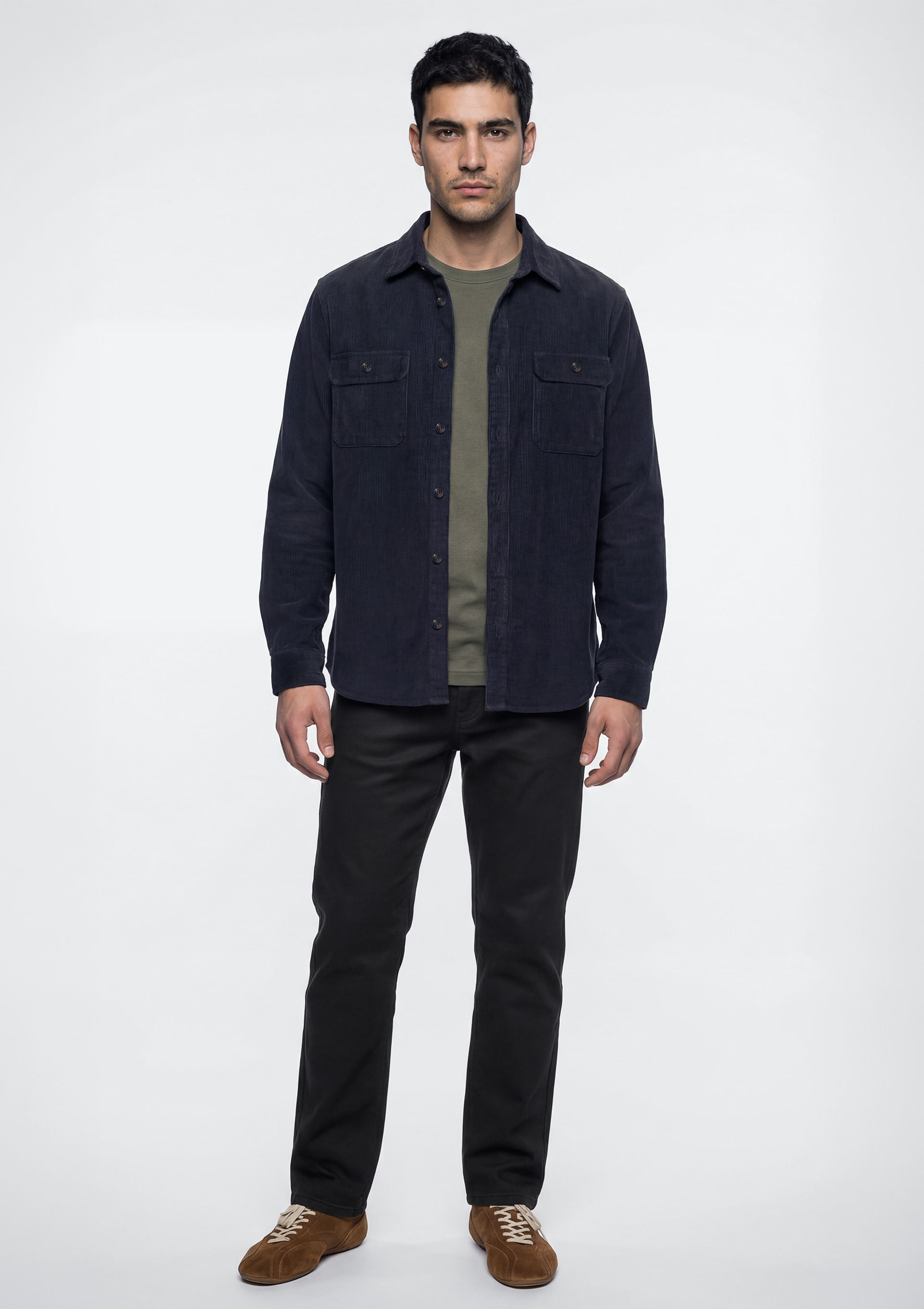 Calça Masculina Slim Em Sarja - Preto