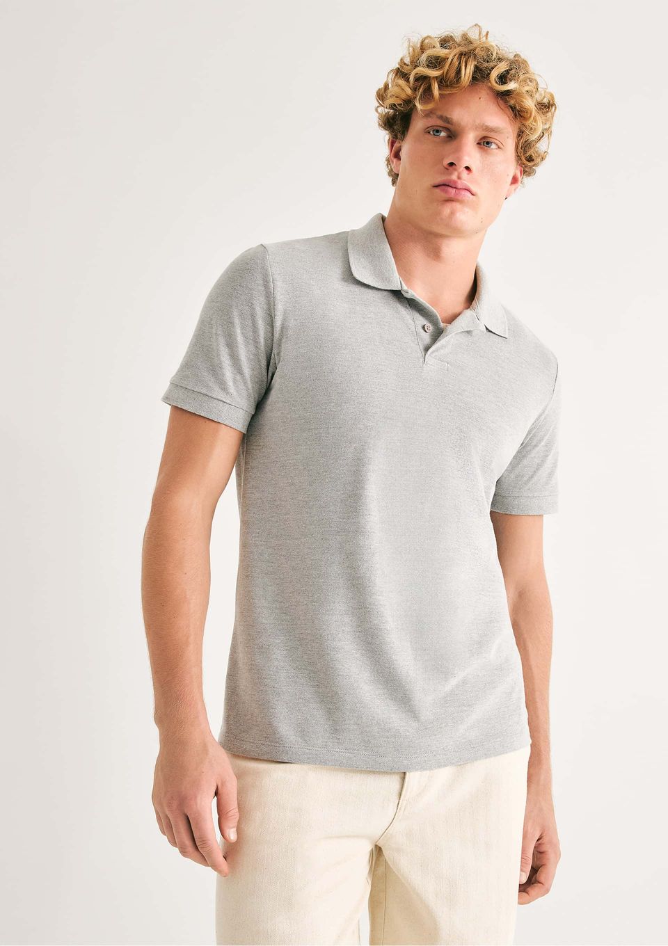 Camisa Polo Básica Masculina Manga Curta em Piquet - Cinza