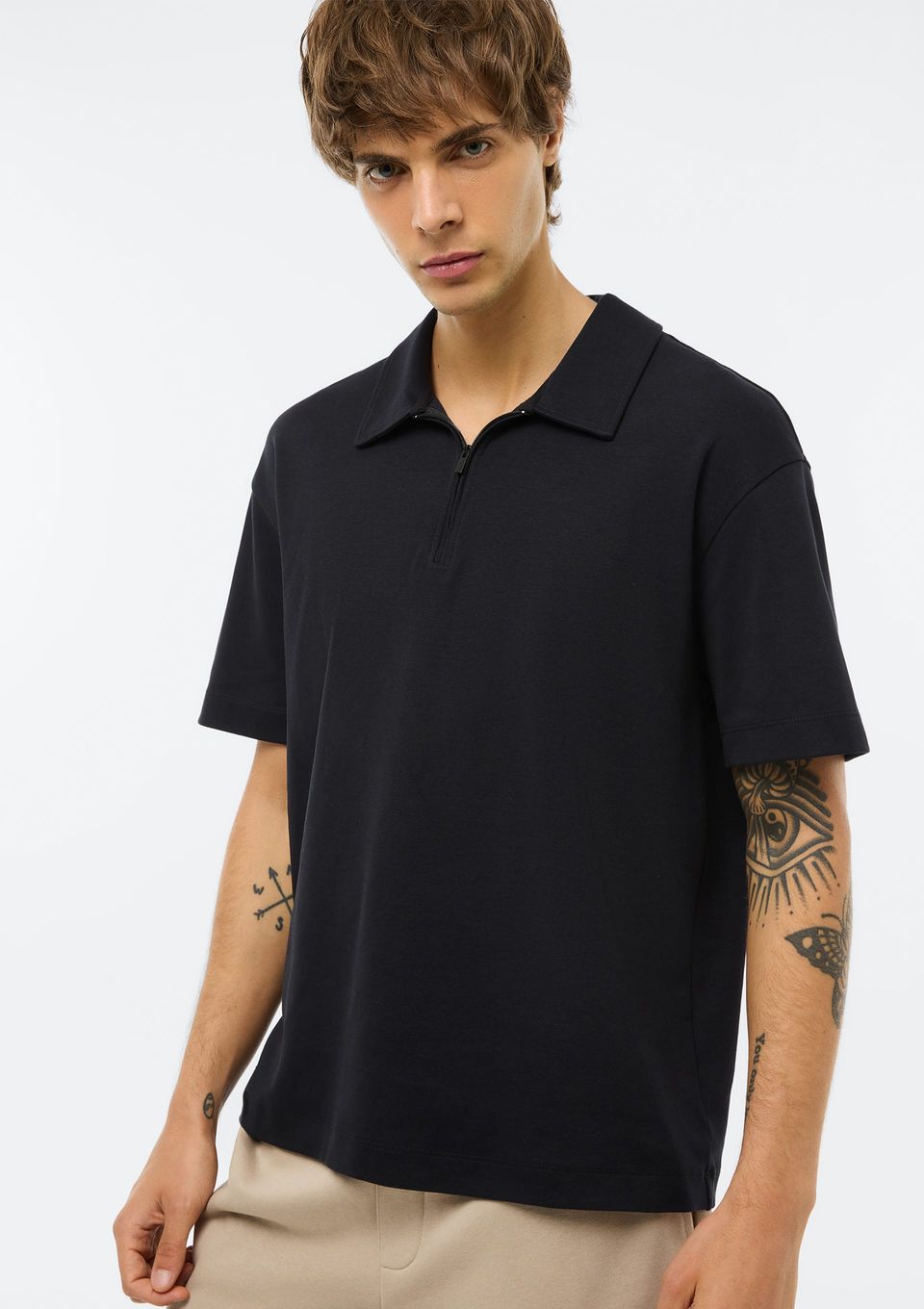 Camisa Polo Masculina em Malha Tech - Preto