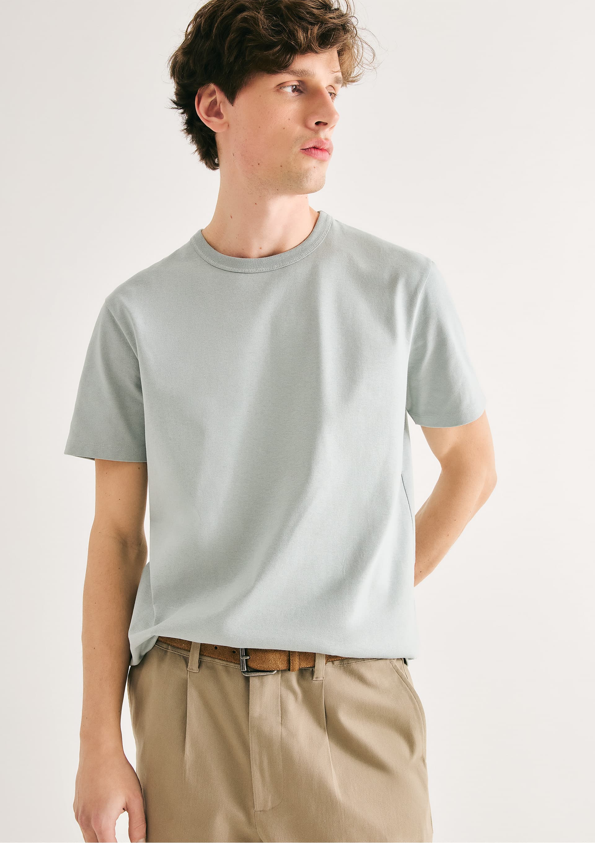 Camiseta Básica Masculina Areia Em Algodão Peruano - Azul