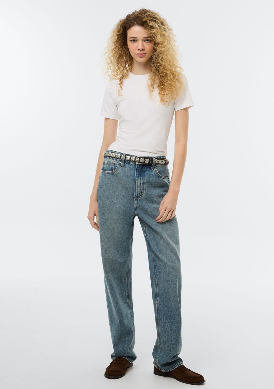 Calça Jeans Feminina Reta Cintura Média - Azul