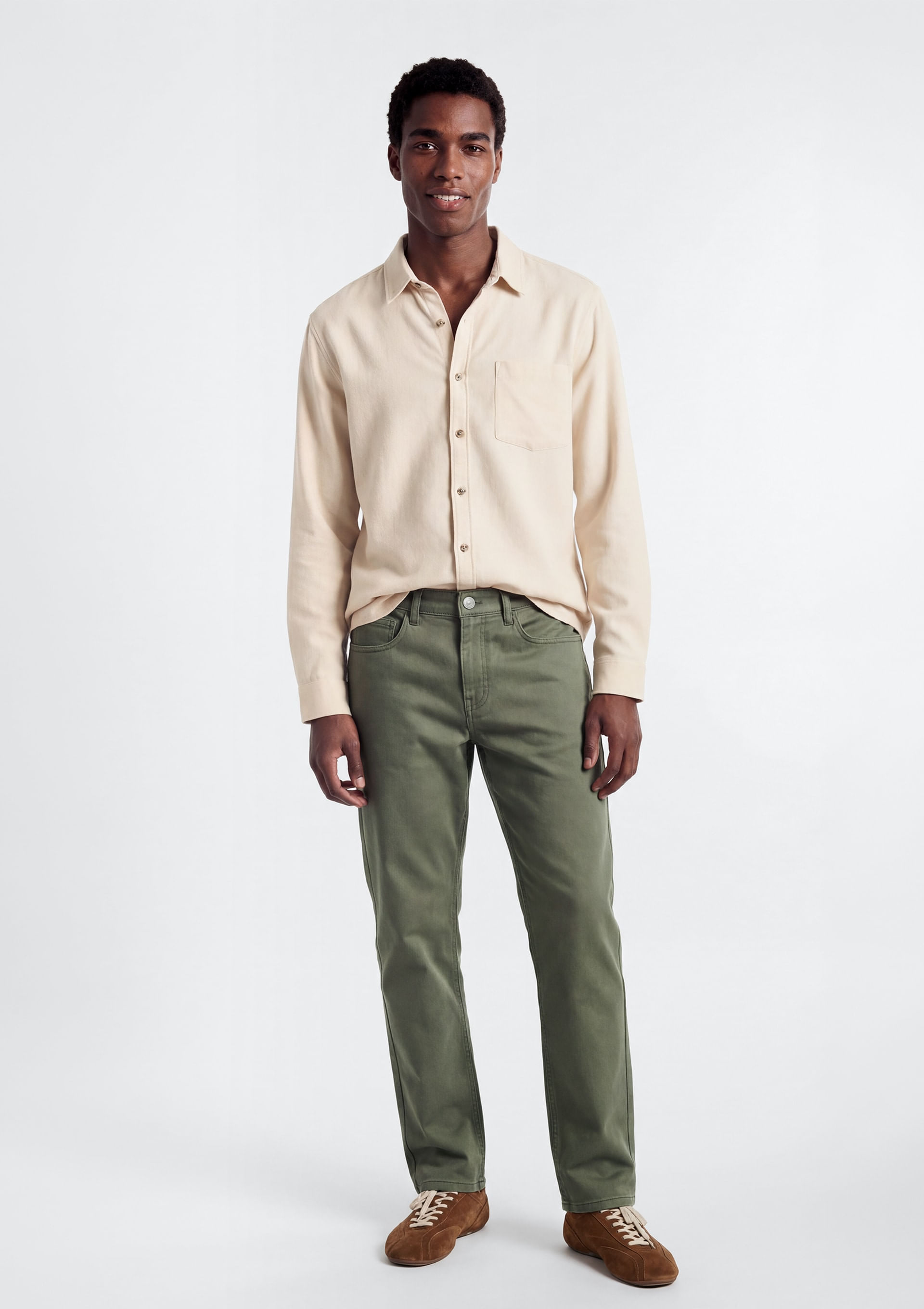 Calça Masculina Slim Em Sarja - Verde
